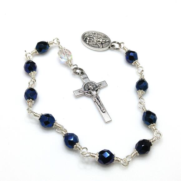 One Decade Rosary, Police Rosary, Handmade Saint Michael Pocket Rosary - Picture 6 of 10